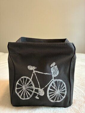 Thirty-One Littles Carry-All Caddy Gray Bicycle Print NWT Organizer Storage Bin